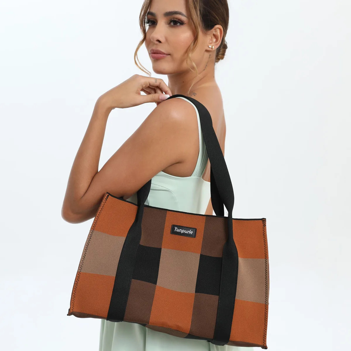 Fashionable Womens Tote Bag Knitted Women Handbag n Casual Shoulder 241029