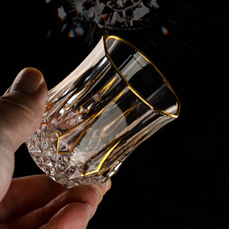 Crystal Wine Glasses Gold Foil Crystal S Glasses Champagne Glasses Wine Goblet Water Cup for Bar Wedding Party Glass 240410