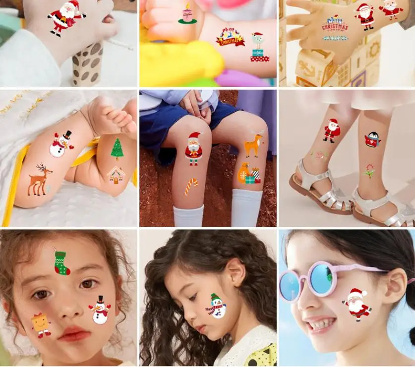 50 pieces/batch 7x12cm tattoo stickers Christmas mixed style cover Elk scar waterproof temporary body art HA1767 241105