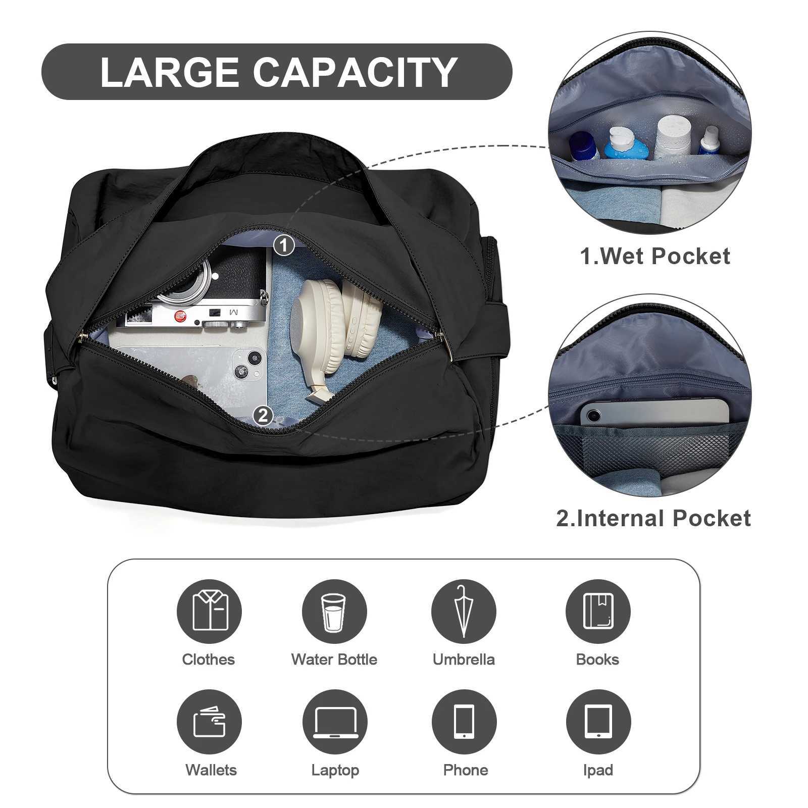 Waterproof swimming fitn bag Sports Yoga bag Womens dry and wet separation lightweight short trip bag washab fabricXJ241106