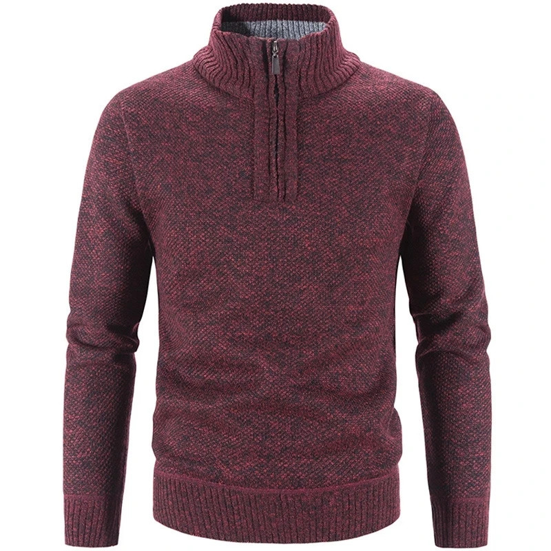Winter Mens Fleece Thicker Sweater Half Zipper Turtleneck Warm Pullover Quality Male Slim Knitted Wool Sweaters for Spring 241106