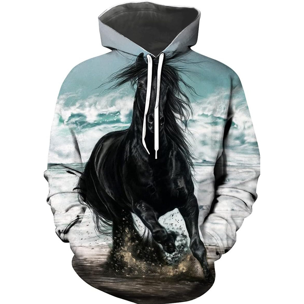 Hoodie for Mens Womens Horse Hoodie Novelty Funny Graphic 3D Printed Sweatshirt for Men Women Graphic Hoodies sweatshirt Fashionable and cool