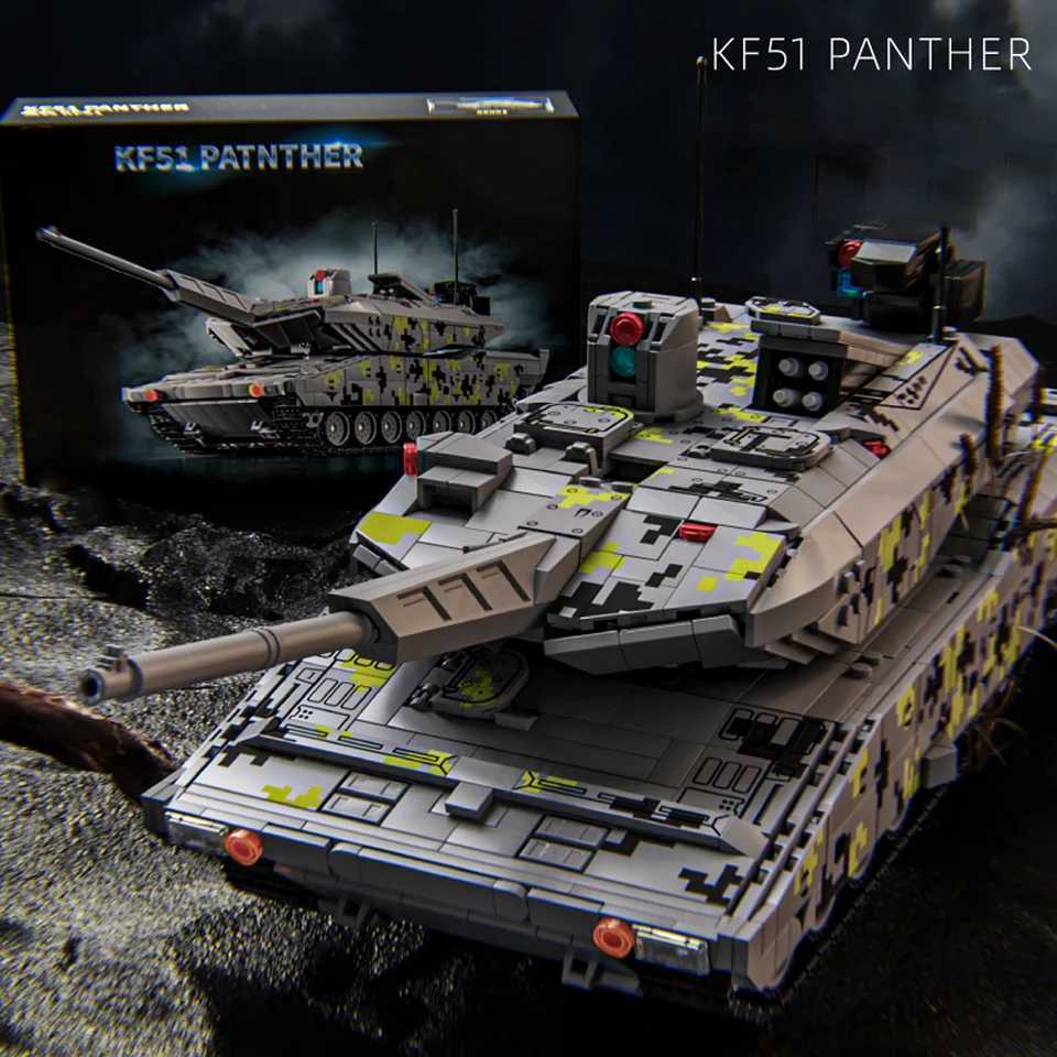 Blocks 2235 pcs+Black Panther KF51 new generation main battle tank large particle component building block toy creative collectiblesY241106FES4