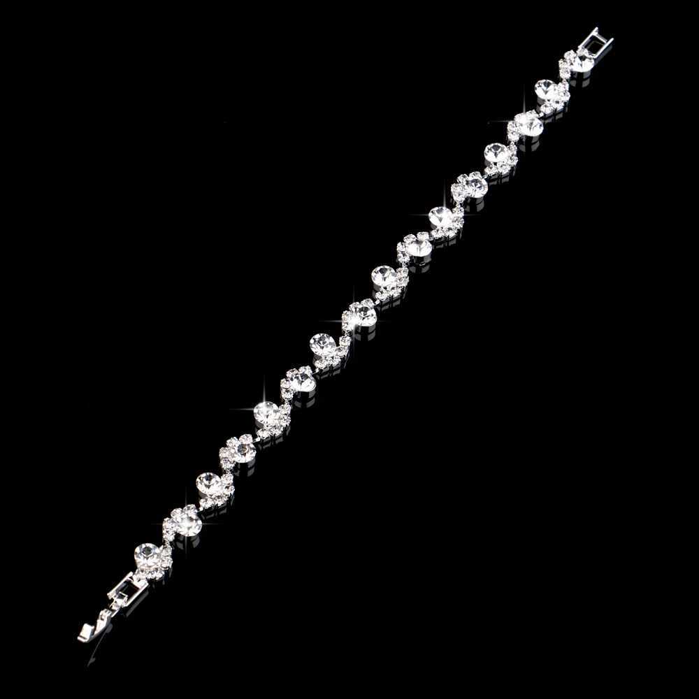 BLIJRY Fashion Crystal Bridal Jewelry Set Silver Geely Necklace Earrings Bracelet Wedding Jewelry Set X241106