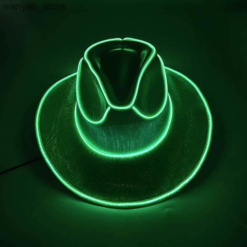 Wide Brim Hats Bucket Hats Halloween Christmas EL Wire Light Up Sequin Jazz Hat Adult Neon LED Luminous Festival Party Dress Up Cap For Men and Women 