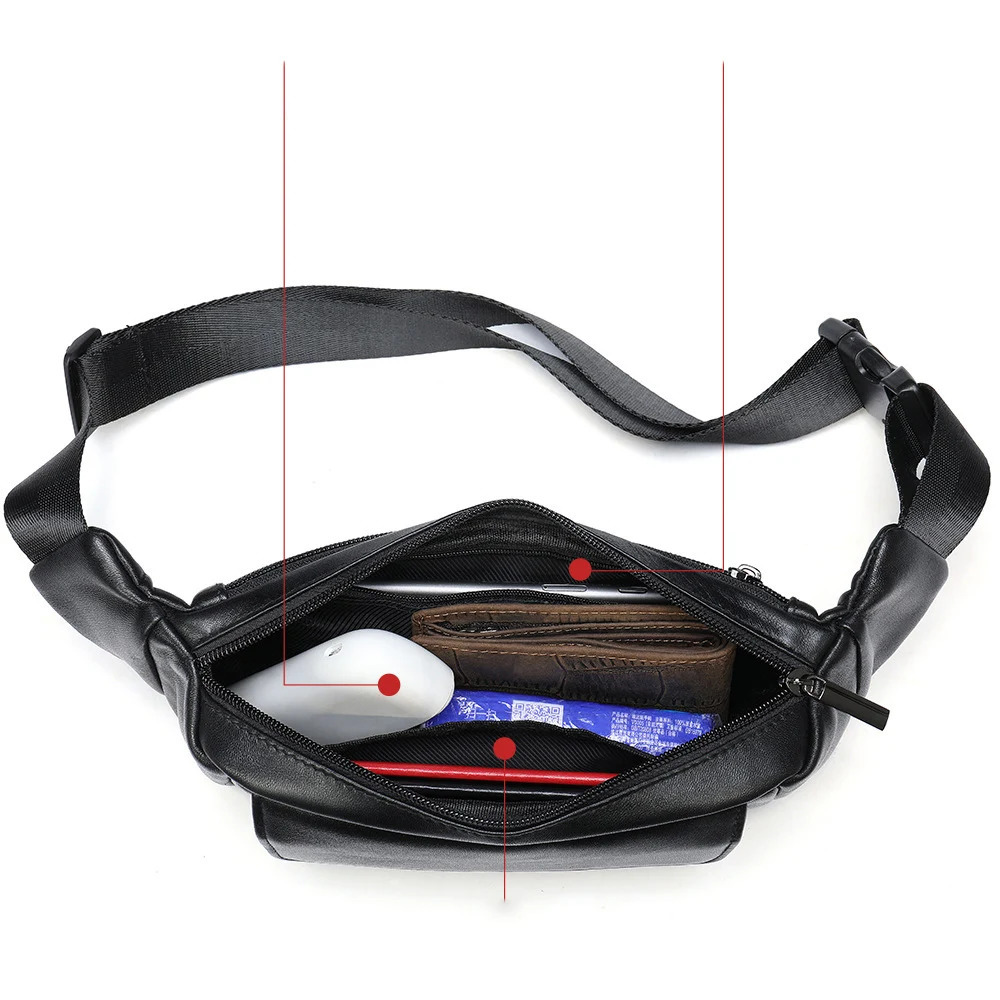 Mens leather waist bag mens leather waist belt bag mens Fanny bag summer outdoor phone bag black brown waist bag241106