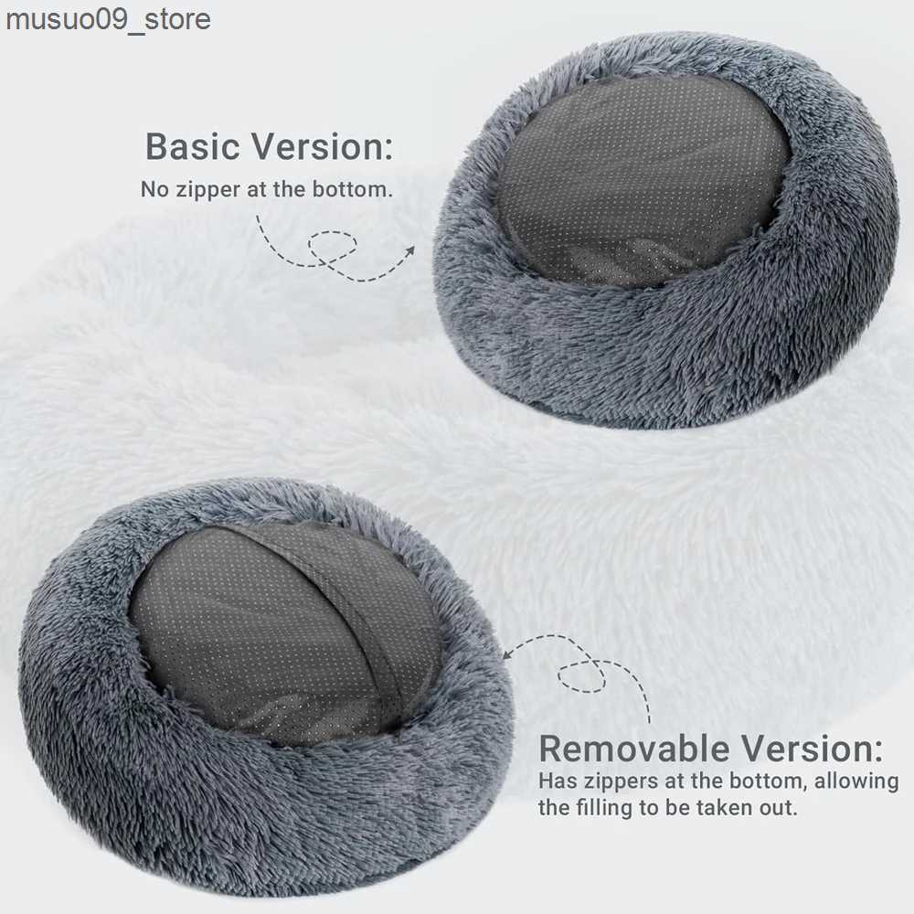 kennels pens Circular detachable pet bed plush large dog bed warm and fluffy dog cushion in winter cat bed super soft sleeping small dog nest L240910