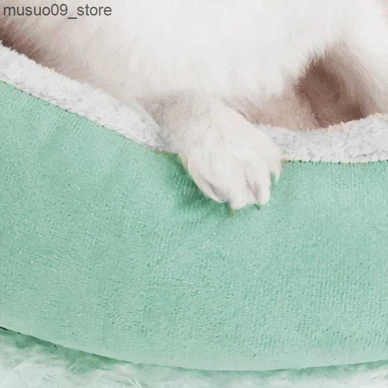 kennels pens 1 oval dog bed cute and warm pet bed winter warm pad for dogs cats plush sleep bed soft pet sofa household pet dog supplies L240910