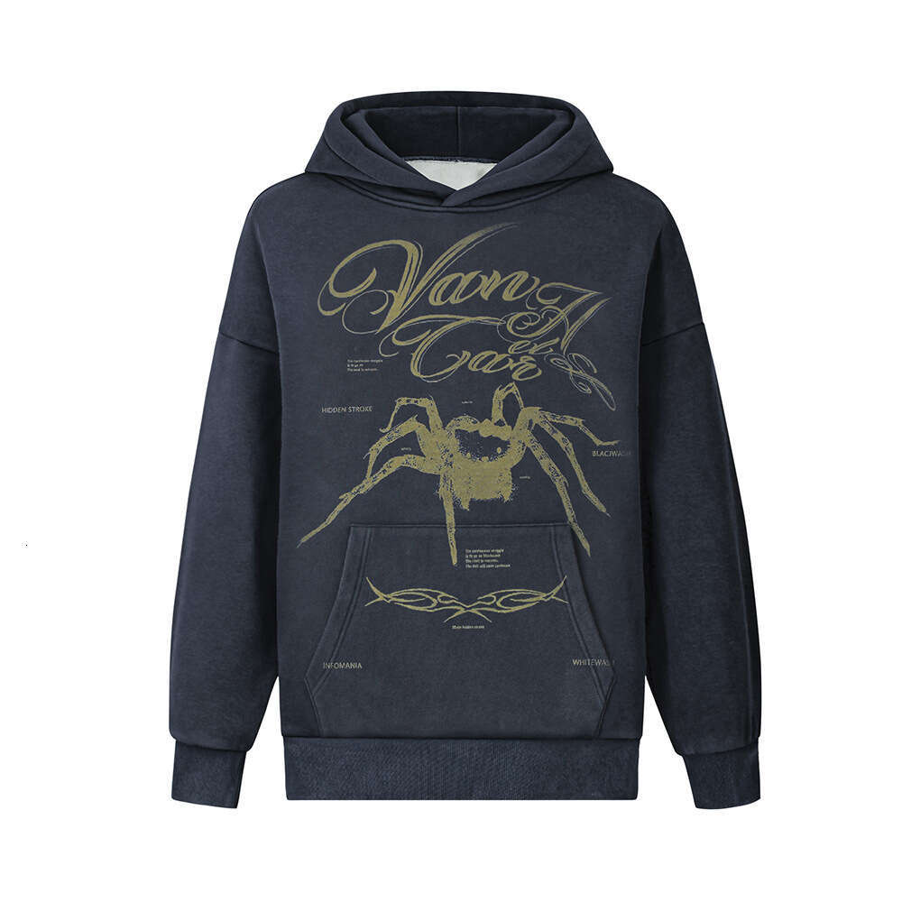 shanshi spider hoodie Dark Spider Printed with Velvet Winter Loose 430g Cotton Hoodie Trendy Men's Wear hoodie