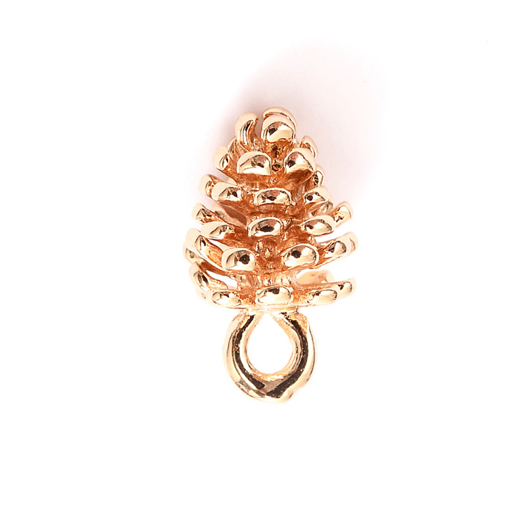 Elegant Bronze Pinecone Pendant with Authentic Gold Electroplating Gold in packs of 100