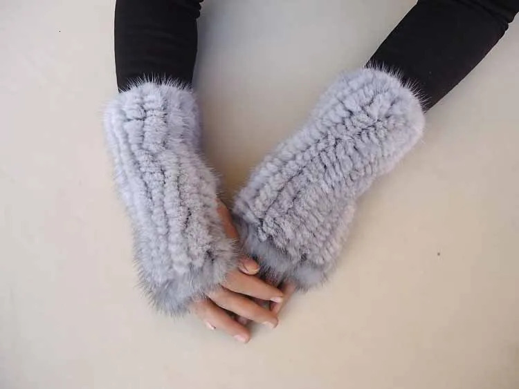 Womens fur gloves mink knitted gloves high-density knitted warm gloves 241106