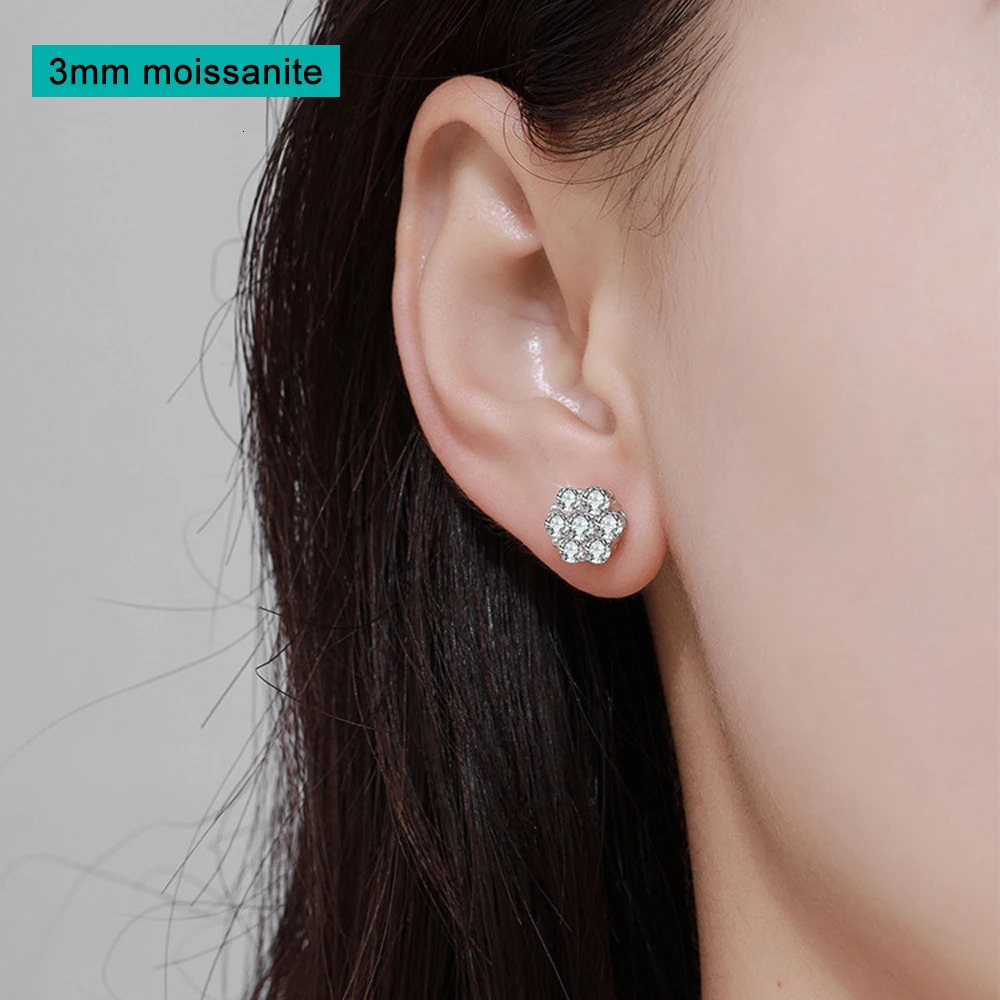 FEOBUR 7ct 14 stone all silica female earrings 925 sterling silver flower shaped diamond earrings wedding jewelry 241106
