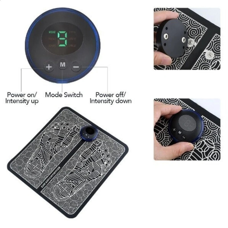 EMS electric foot massager pad relieves pain relaxes foot acupressure massage pad impacts muscles stimulates and improves blood circulation 241105