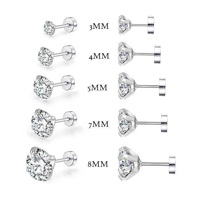 4-color top stainless steel neutral style mens round crystal zircon earrings with perforated fashion and non allergic jewelry X241106