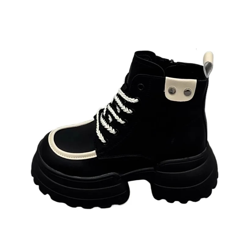 2025 New Women's Ankle Lace Casual Boots Outdoor Mixed Color Round Head Snow Boots High Top Side Zipper Warm Shoes For Women