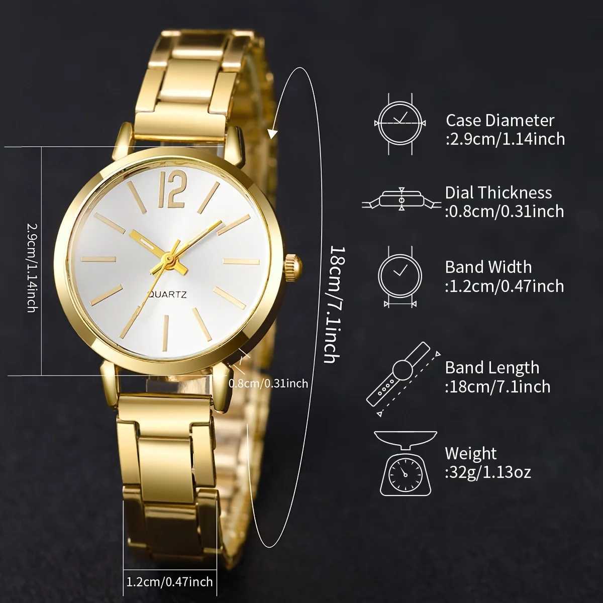 6 pieces/set of commercial fashion quartz watches diamond strap watches and rhinestone jewelry sets gifts for Winch X241106