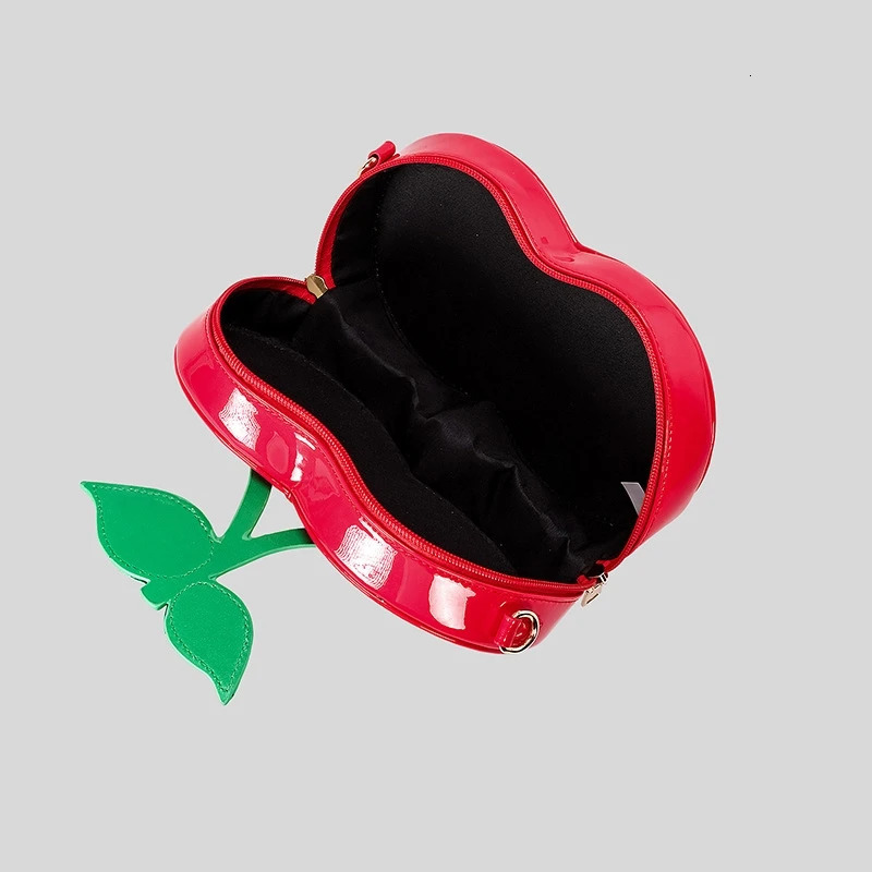 2024 Ins Creative Cherry Shaped Shoulder Bag Sweet Girl Cute Personality Small Chain Handbag Niche Womens Mouth Red Envelope241106
