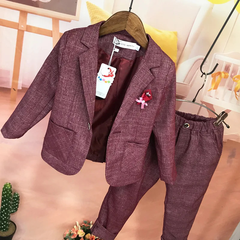 Flower Boys Formal Solid JacketPants 2Pcs Mariage Clothing Set Enfant Kids Wedding Suit Children Gentleman Performance Dress 241106