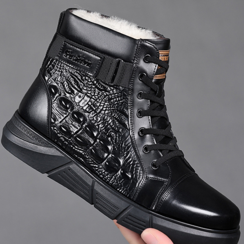 2025 Winter Men's New Course Fashion High Top Lace British Designer Warm Plush Flat Short Boots Men's Cotton Shoes Atillas Hombre