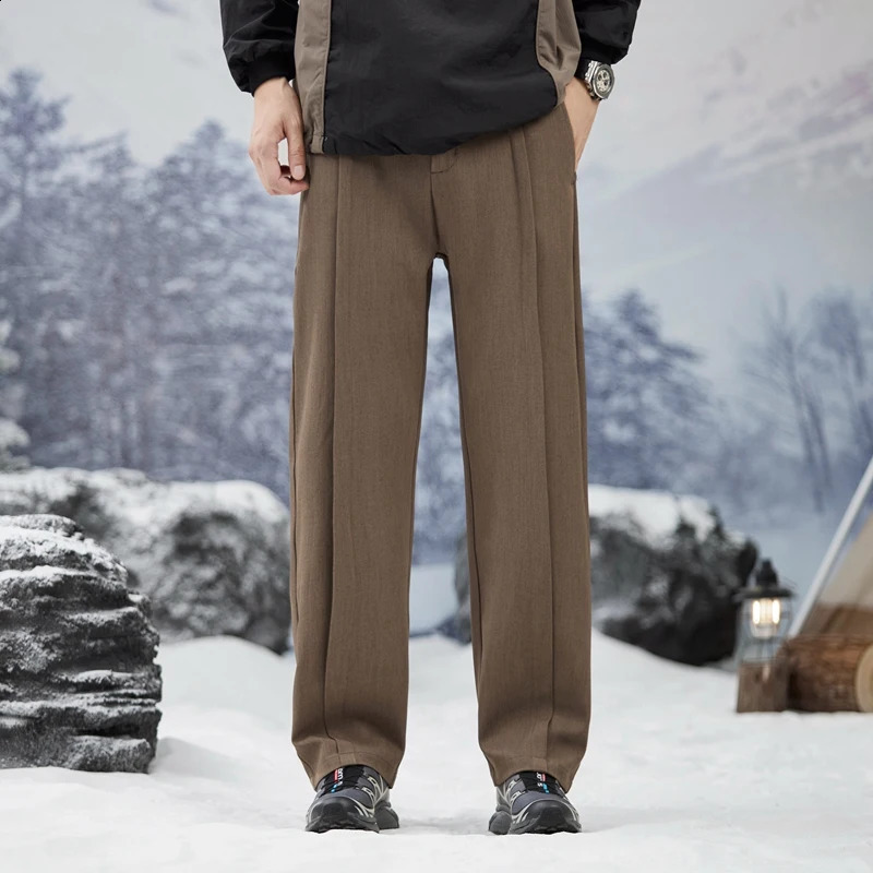 Autumn Casual Suit Pants Korean Mens Straight Loose Sweatpants Soft Wide Leg Long Baggy Business Trousers 241104