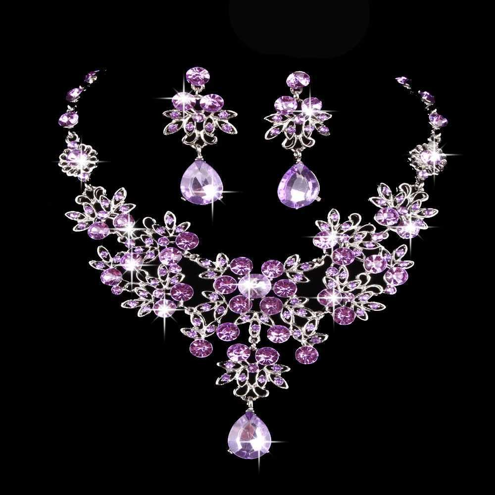 KMVEXO Mtiple Waterdrop Wedding Official Party Pr Jewelry Set Crystal Water Diamond Bridal Necklace Earring Set X241106