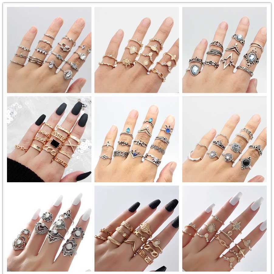 40 Retro Fashion Bohemian Midi Finger Knot Ring Set Suitable for Warm Crystal Geely Fingers Anel Fashion Bonn Jewelry X241106