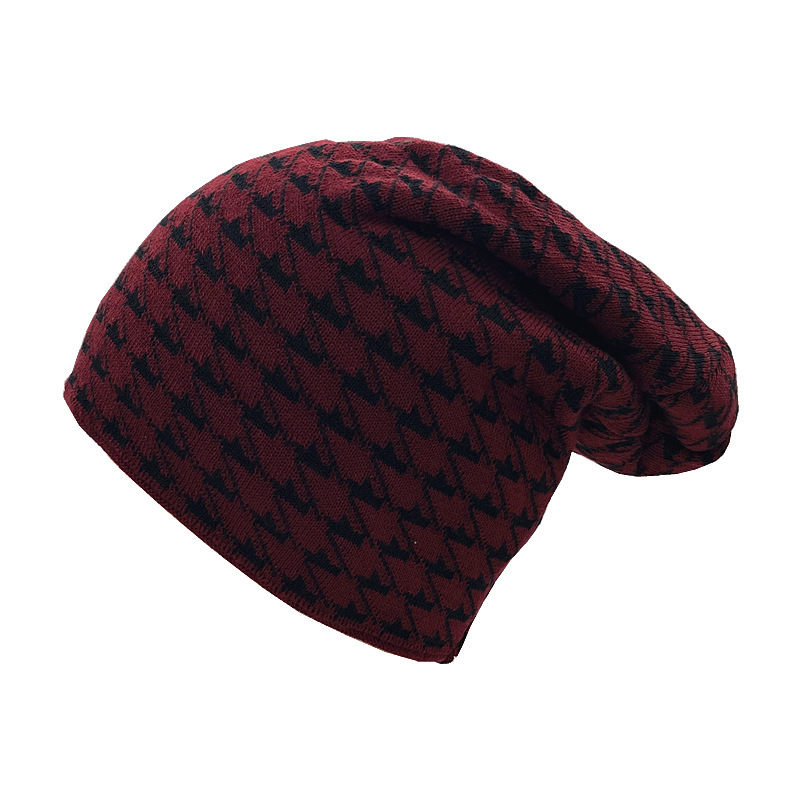 High quality design,Autumn/Winter New Men's Women's Checkered Velvet Knitted Light Plate Hoodie Riding Cold proof and Warm Hat