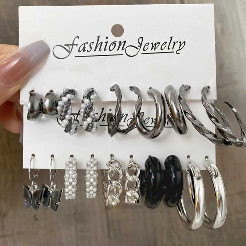 Vintage Black Earring Set Suitable for Wen Y2K Colored Resin Pendant Earrings Drip Oil Enamel Jewelry Geetic X241106