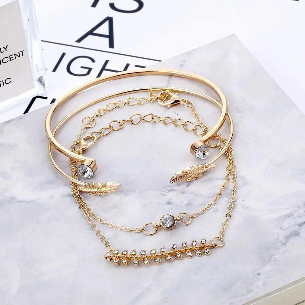 IPARAM Retro Gold Poetic Crystal Alloy Bracelet Set Used for Arrow Feather Moon Bonn Bracelets X241106