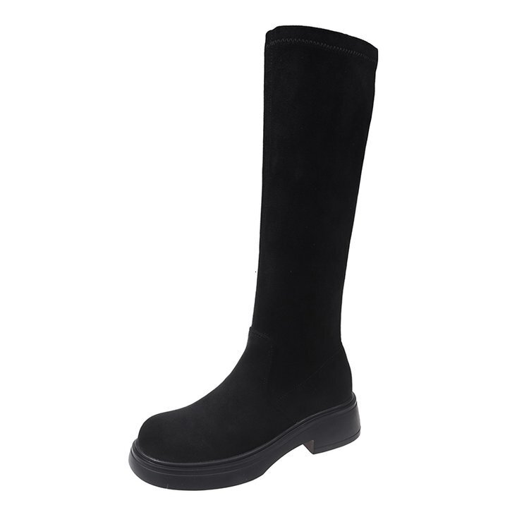 Suede Long 2023 Autumn And Winter New Knee Length High Tube With Plush Elastic Knight Boots For Women