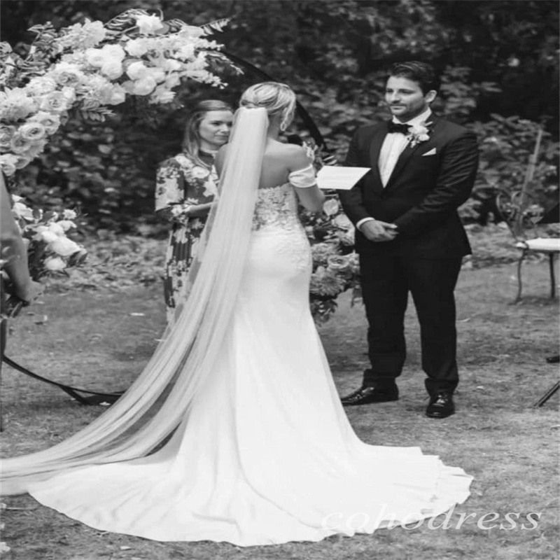 Fariy Boho Wedding Dresses With Slit Off Shoulders Farm Country Garden Bridal Gowns 2025 Gatsby Bohemian Satin Sweep Train Vestio De Novias