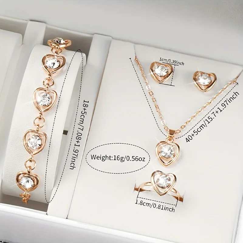 Fashionable quartz watch and rhinestone 6-piece jewelry set - perfect casual or Vntine gift for her X241106