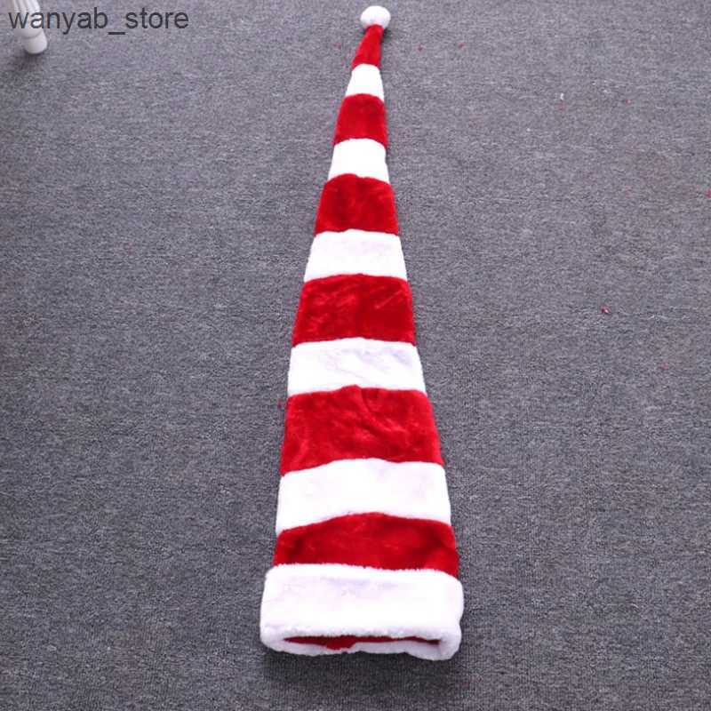 Wide Brim Hats Bucket Hats Overlength Christmas Santa Hat Long Adult Plush Christmas Long-tail Cap Hat Xmas Party Supplies L240910