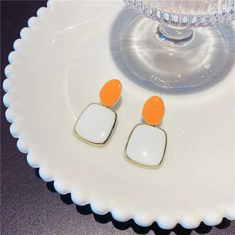 Personality Exaggeration Guitar Stud Earrings Wen White/Green/Purple Patchwork Comparison Earrings Square Round Party Jewelry X241106