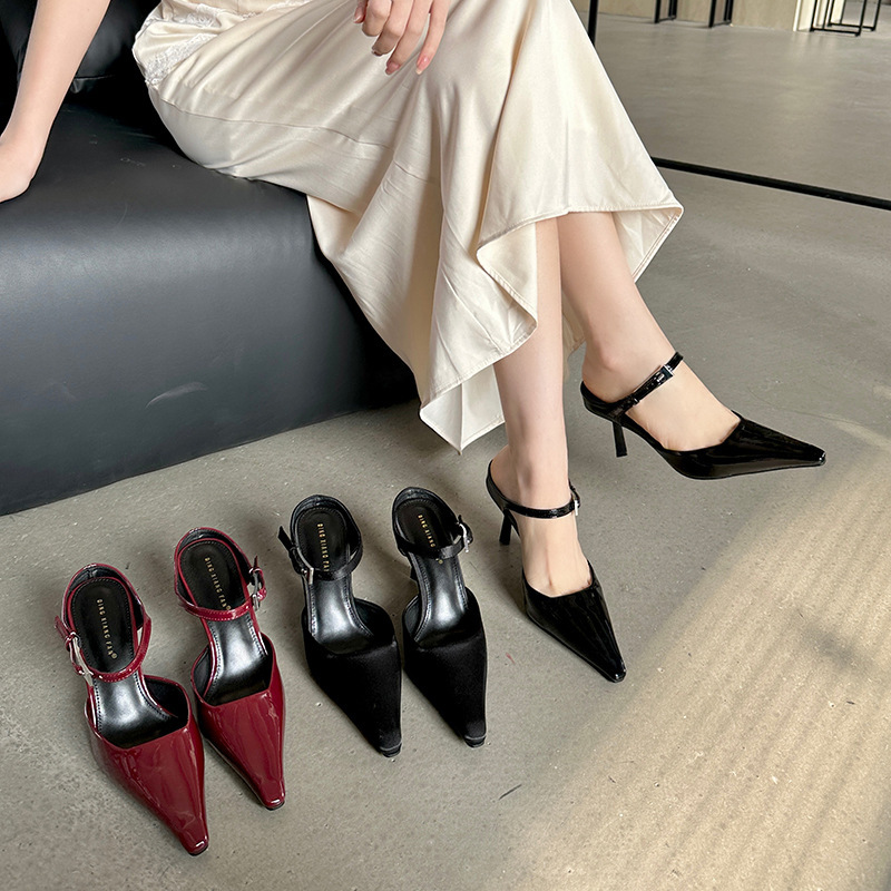 Luxury Satin Mules Shoes Women Summer Sexy Square Head Strange Low Heel Slide Sandals Elegant Comfort Dress Slippers