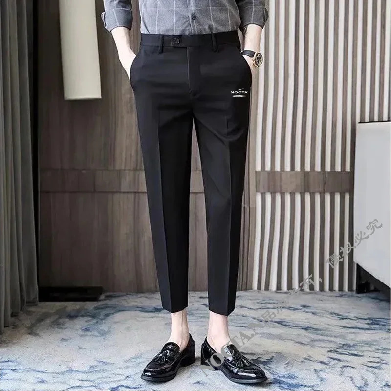 NOCTA UK Solid Color High Quality Pants Mens Slim Fit Casual Office Formal Social Wedding Set 240402