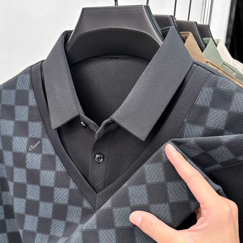 New mens casual fashion plaid print long Sved solid color Fe two-piece comfortable casual top W241106