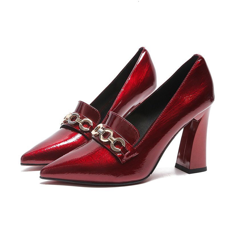 2024 Autumn New Women's Shoes Fashion Pointed Coarse Follow up Shoes Women's British Style Small Leather Shoes Work High Heels Women