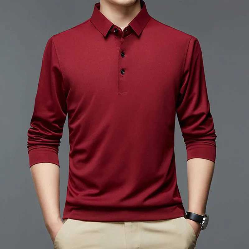 Mens New Business Solid Shirt Spring and Autumn Cotton Long Sve Button Collar Mens Loose Casual T-shirt Top W241106