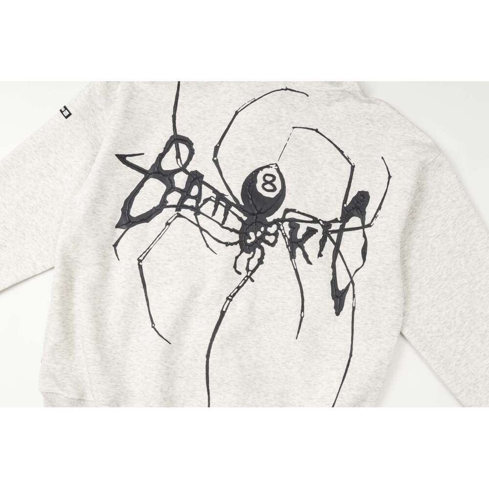 shanshi spider hoodie High street American style big spider foam printed fleece hooded cardigan sweatshirt for men and women trendy brand loose casual