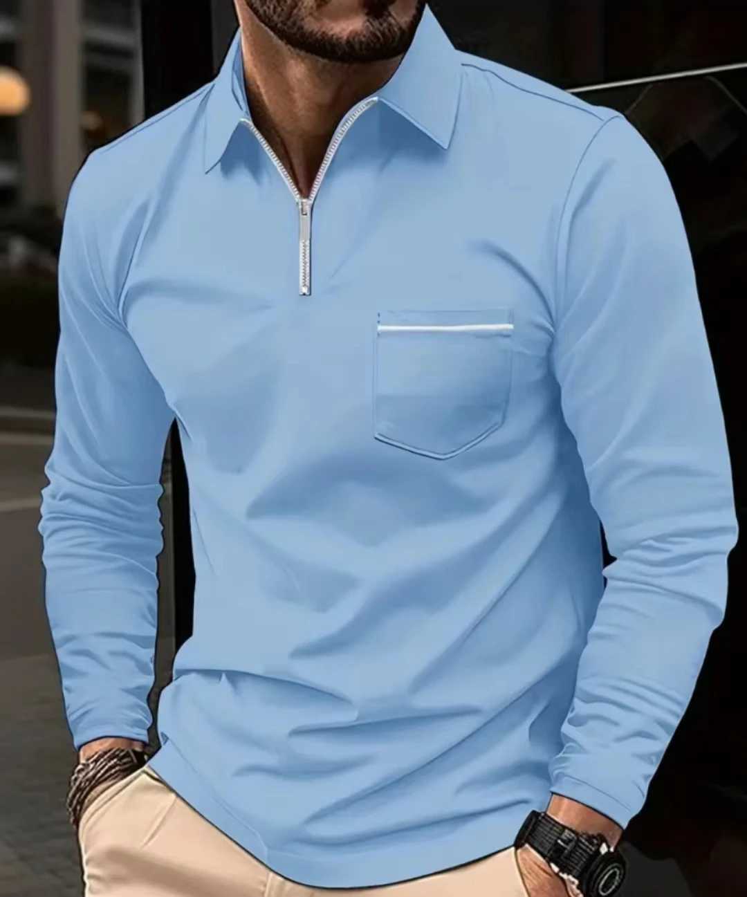 Cross Border 2024 Spring/Summer Fast Sell Mens Casual Shirt with Buckle Pocket Mens Long Sve Sports Dream Shirt W241106