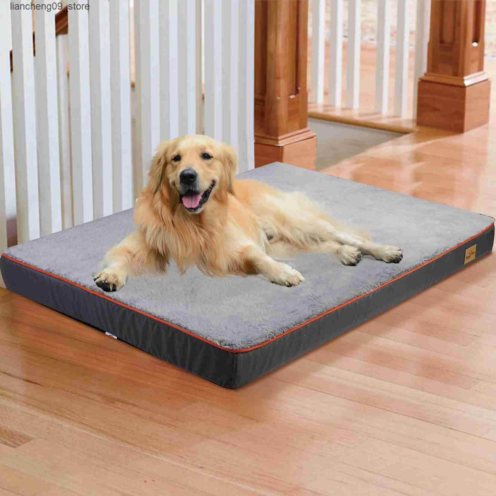 kennels pens Large orthodontic dog bed kennel memory foam waterproof pet bed with removable and washable cover and nondestructive bottom joint L240910