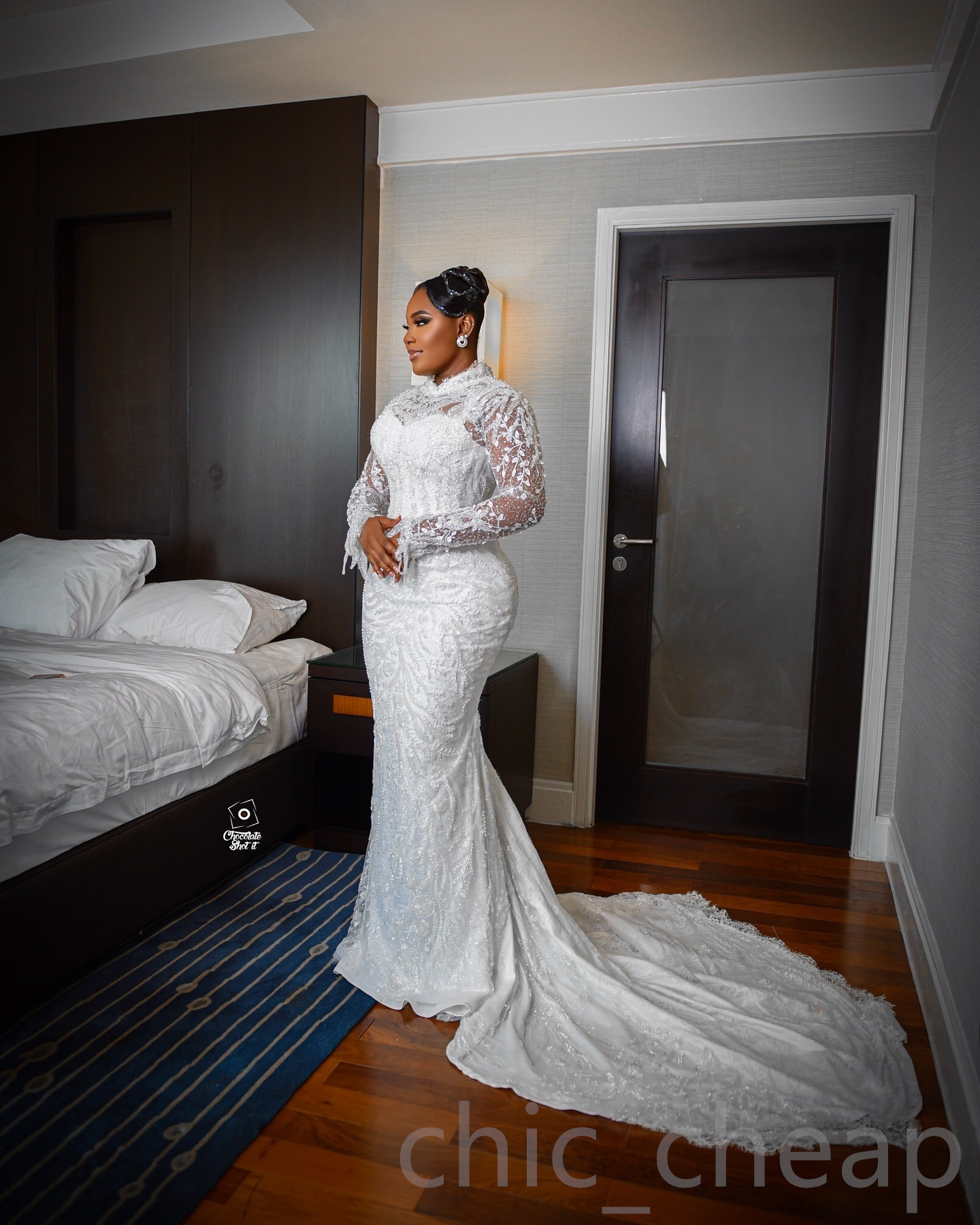 2024 Arabic Aso Ebi Plus Size Off White Mermaid Wedding Dresses Lace Beaded Full Sleeves Vintage Bridal Gowns Dress ZJ0250