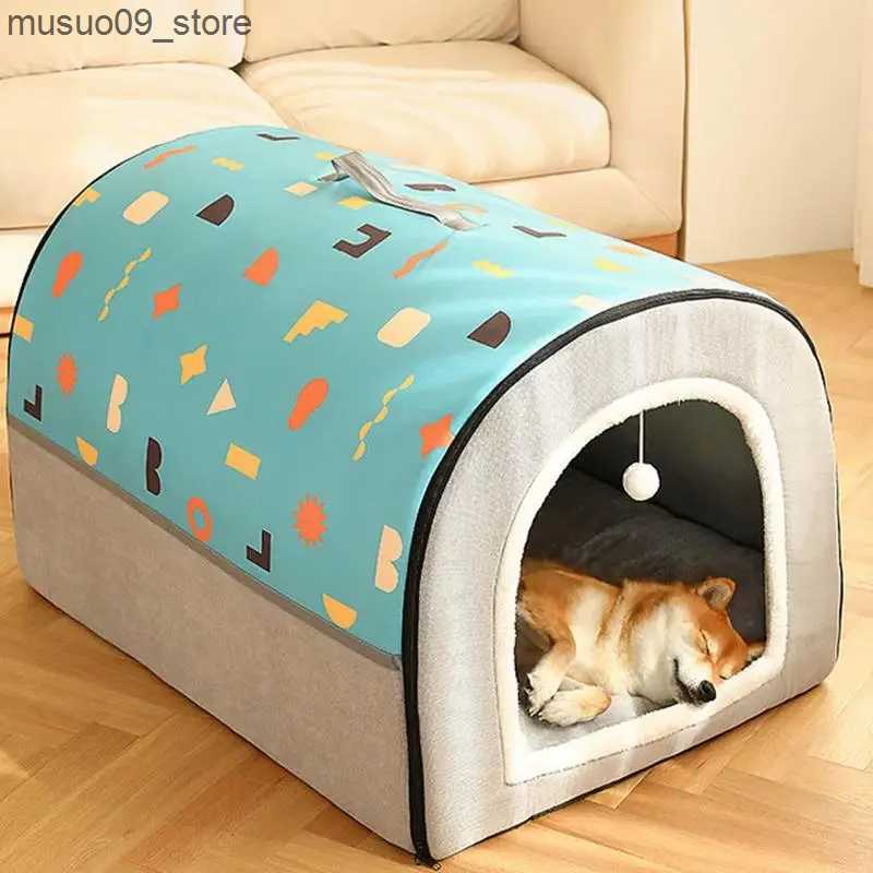 kennels pens Detachable dog bed washable dog bed anti slip dog house comfortable pet nest with detachable mat semi enclosed geometric structure L24091