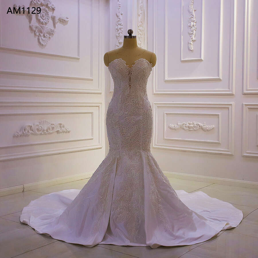 Strapless Mermaid Beads Wedding Dress