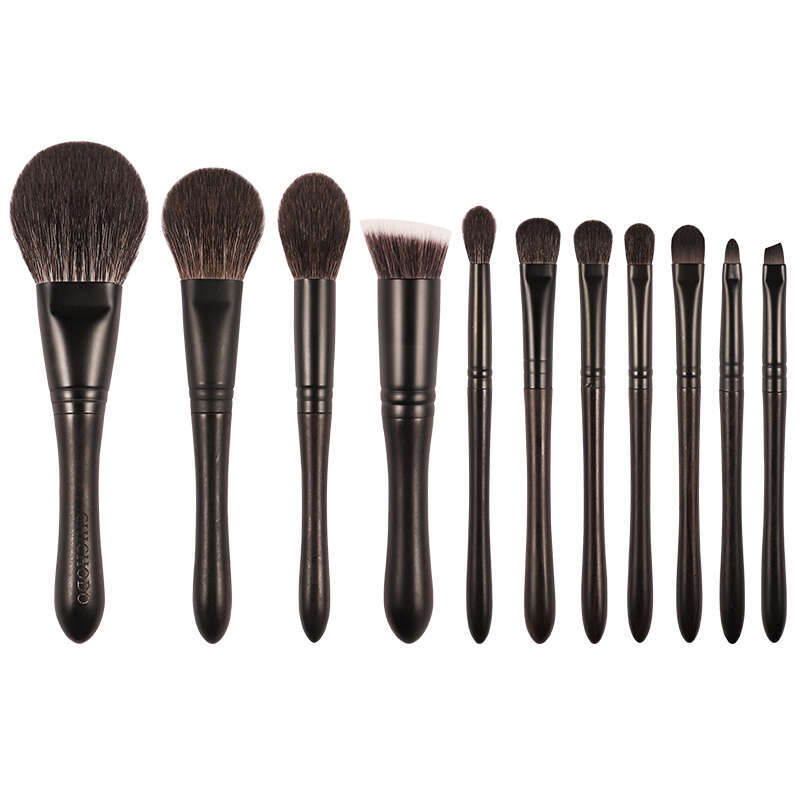 CHICHODO Makeup Brush-Urious Professional Black 11 Ebony Brushes Set-High Level Fox&Goat&Pony&Synthetic Hair Cosmetic Tools