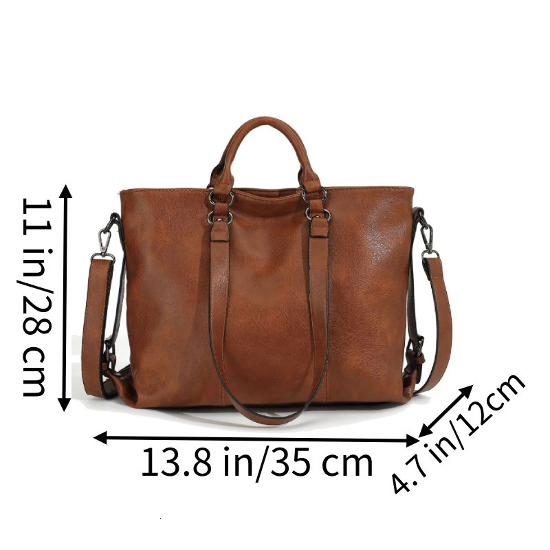 Retro soft leather handbag for women single shoulder cross body multi pocket divider briefcase adjustable shoulder strap241106