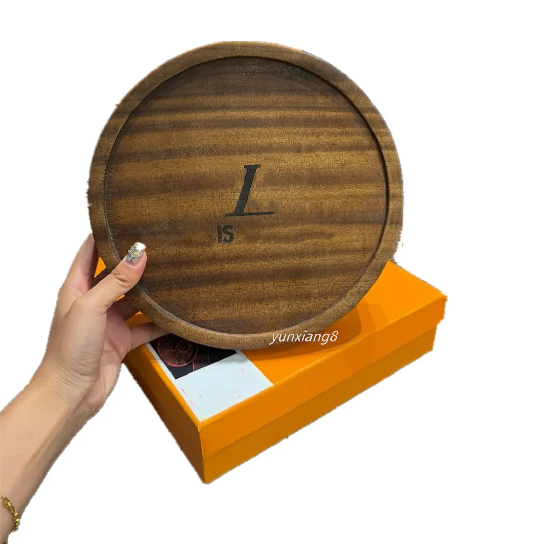 Designer Brown Storage Vintage Letter Circular Square Wooden Classic Pattern, Entrance Hall Key Tray, Tea Tray 2323