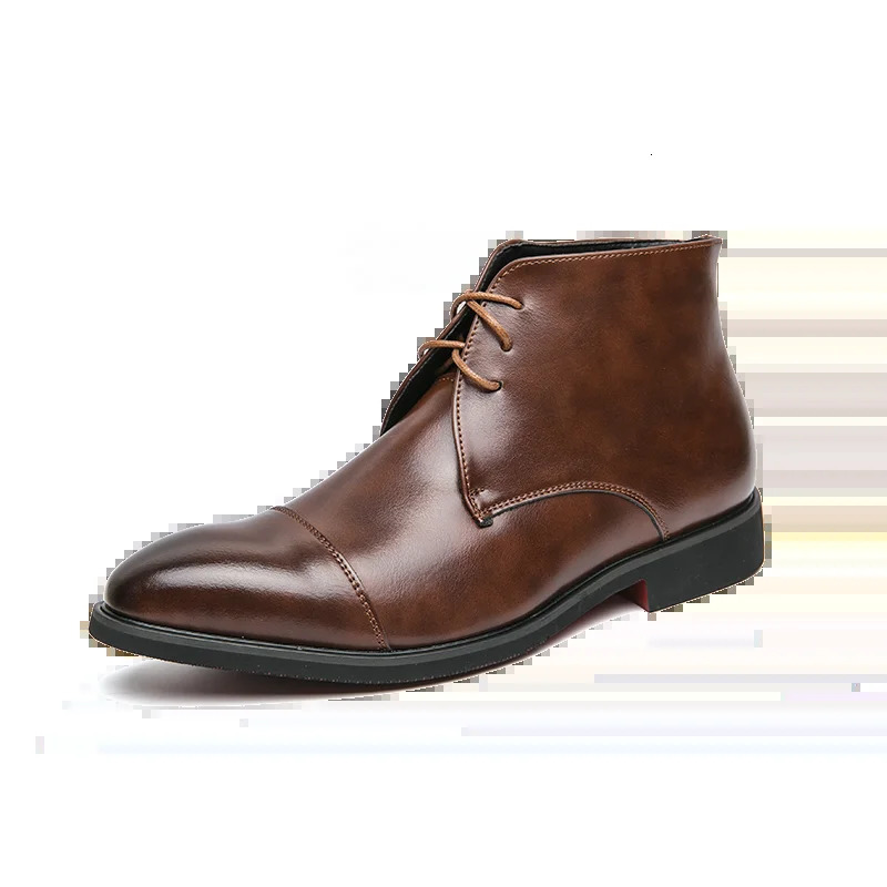 Leather Men Boots Solid Simplicity Pointed Toes Dress Leather Boots Men Fashion High Top Boots Party Mes Shoes Business 241106