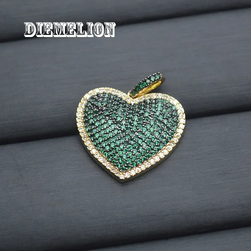 High quality two tone sparkling 5A color CZ crystal love heart pendant suitable for womens jewelry making products 241106
